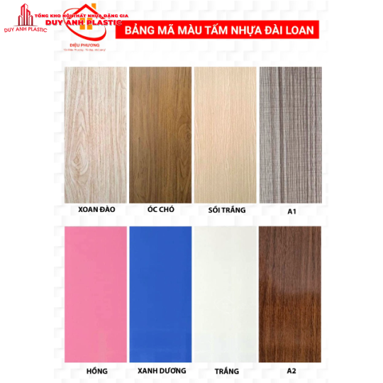 Bảng màu Tấm nhựa Đài Loan Diệu Phương