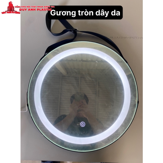 Gương tròn dây da